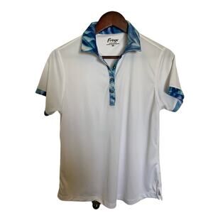 Fringe short sleeve golf top White Blue Polo size medium